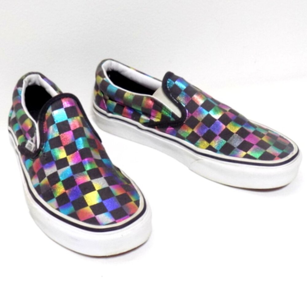Vans Slip-on Iridescent Checkered Low Top Sneakers - Size: Men’s 5.5 / Women’s 7